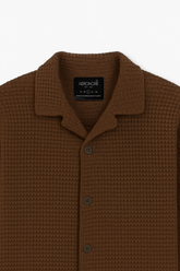 Waffle Knit Resort Collar Full Shirt - British Tan
